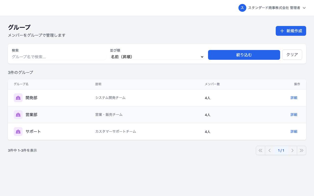 グループ管理画面